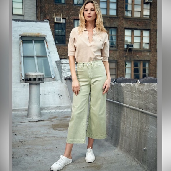 Oat New York Denim - OAT New York Cropped High Rise Wide Leg Jeans Size 30
